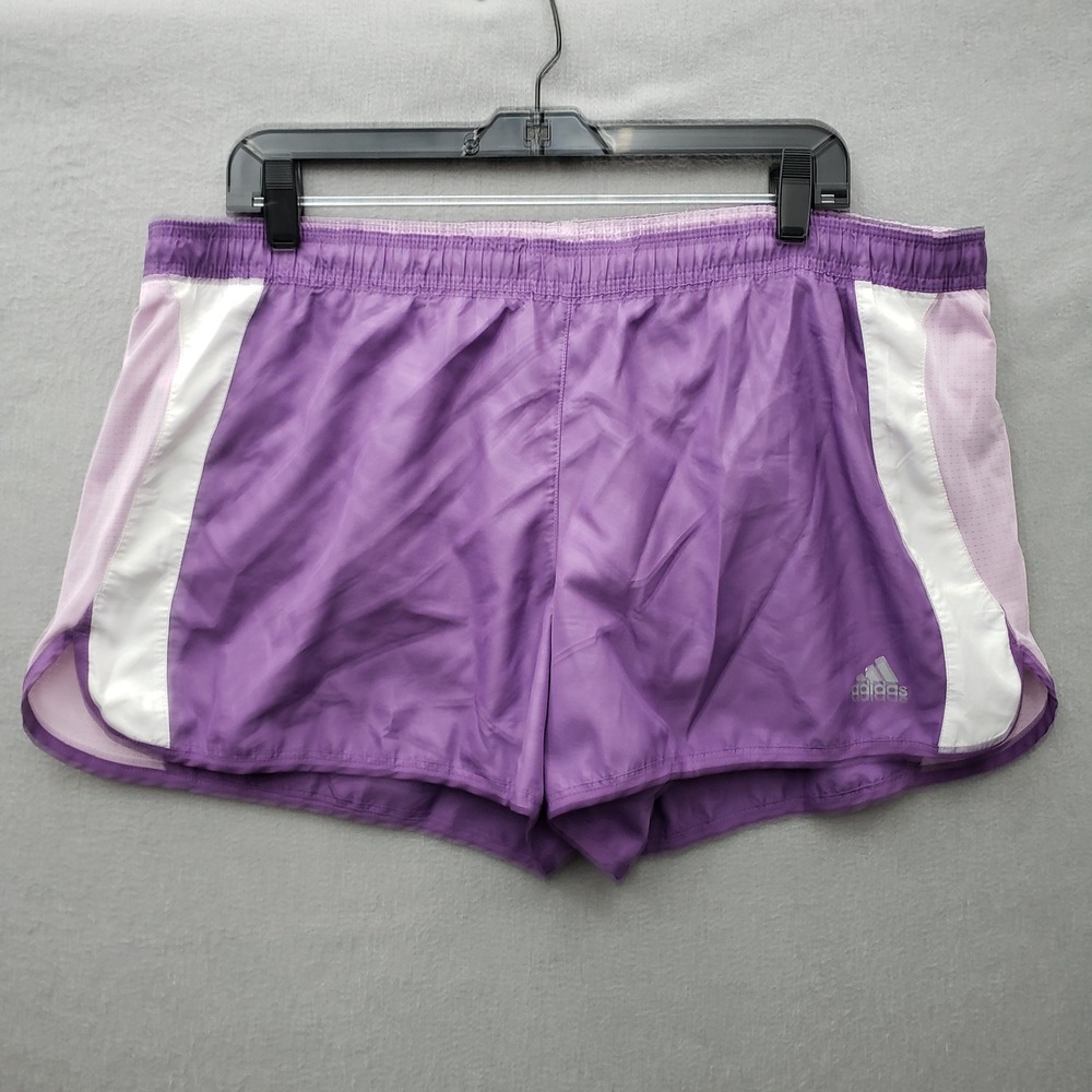 Adidas Running Shorts Bright Purple Track Stipe Athletic Gym Workout Size XL